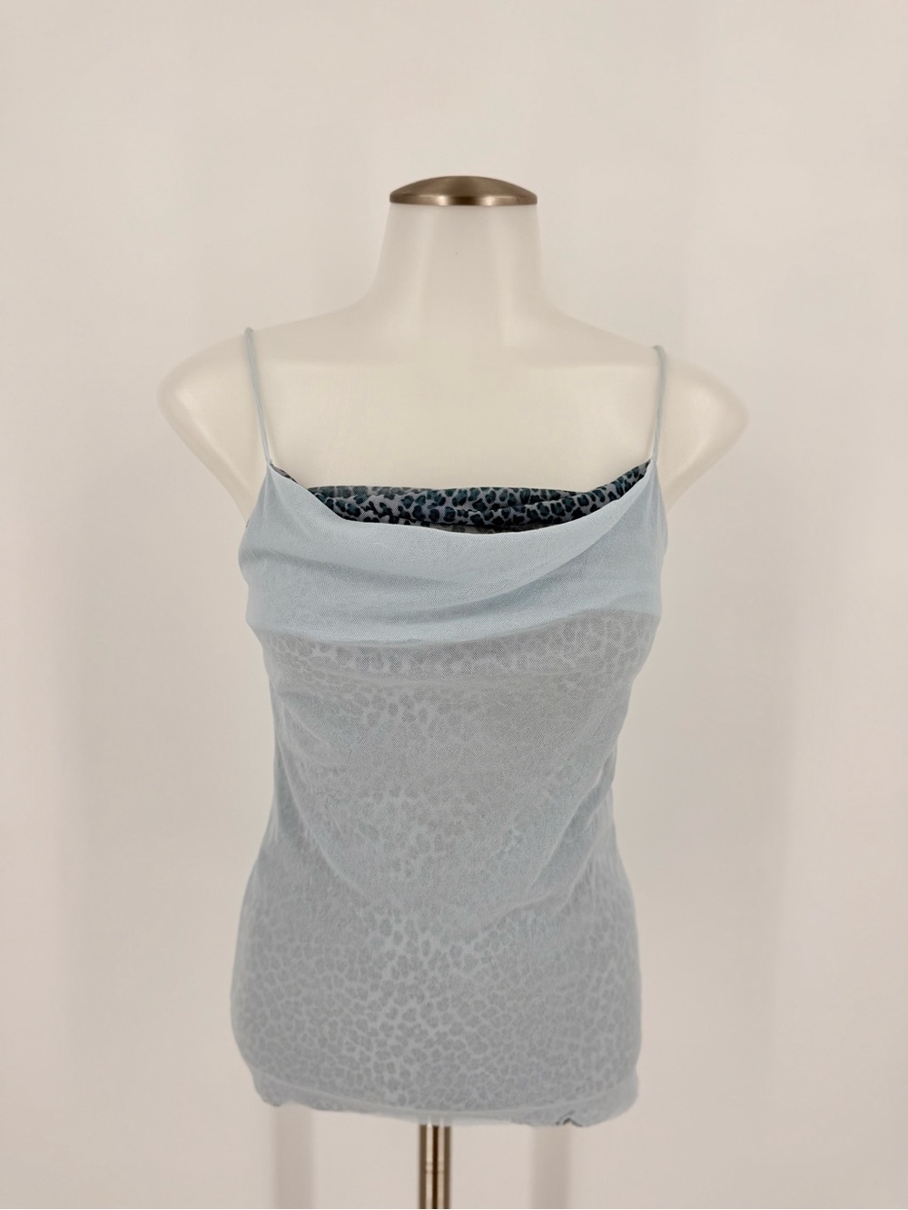 Dream in Pink Y2K Sheer Baby Blue Cowl Neck Cami Tank